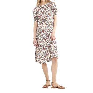 Boden Paisley Print Midi Tea Dress with Puff Sleeves